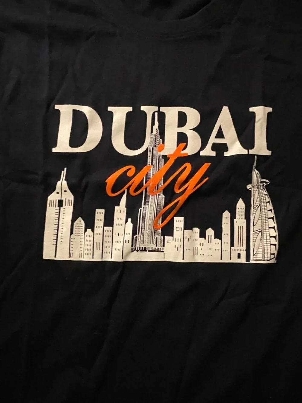 Dubai City Black Graphic T-Shirt M Cotton Casual Unisex By Sunwin